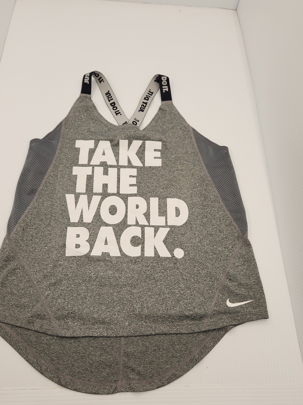Nike Gray Women’s Tank Top with 'Take The World Back' Graphic